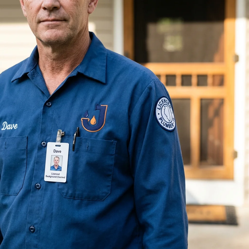 Licensed plumber showing ID badge in Montclair, NJ