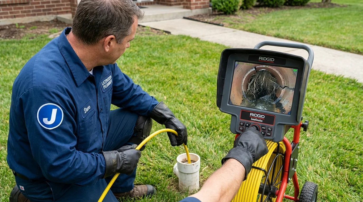 Sewer camera inspection being performed by Johns Plumbing LLC in Montclair