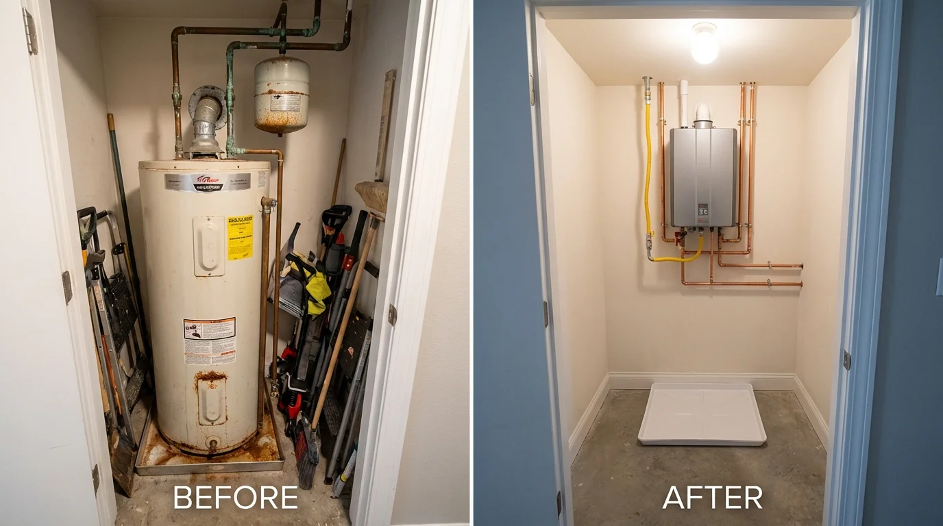 Tank water heater versus wall-mounted tankless unit comparison for Montclair, NJ homeowners