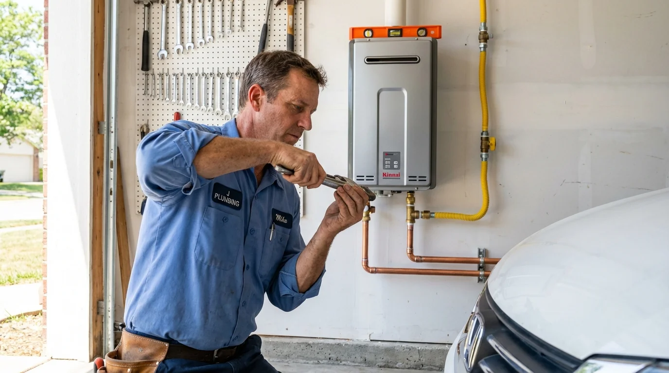 Tankless water heater installation by a Johns Plumbing LLC plumber in Montclair