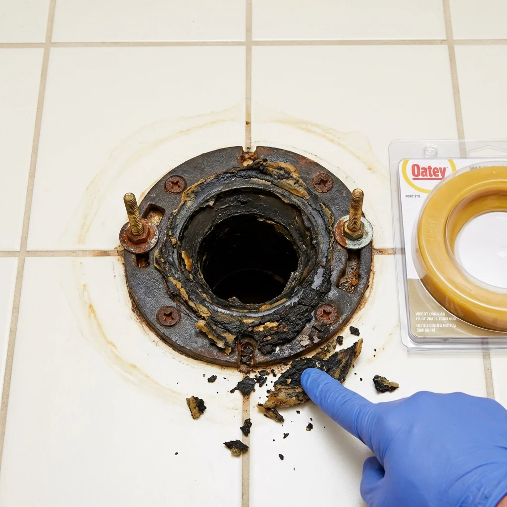 Failed wax ring showing water seepage at the base of a toilet in a Montclair, NJ home