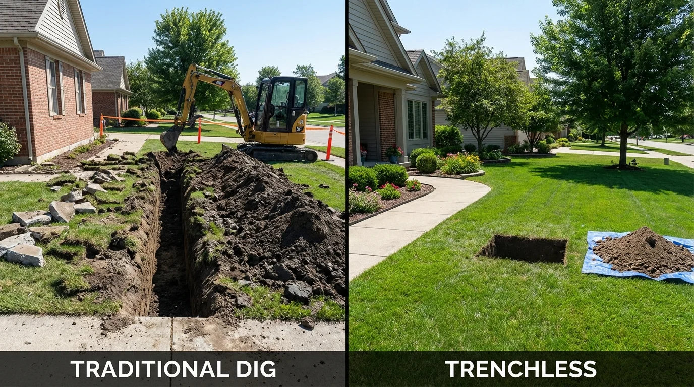 Trenchless sewer repair with minimal yard damage versus traditional excavation in Montclair, NJ